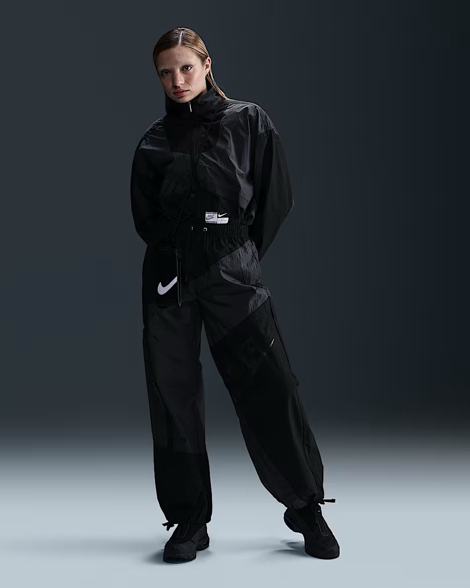 SACAI X NIKE Taglia Small Tuta Nike Sportswear Track Donna Tessuto Oversize Nero Prezzo consigliato £180