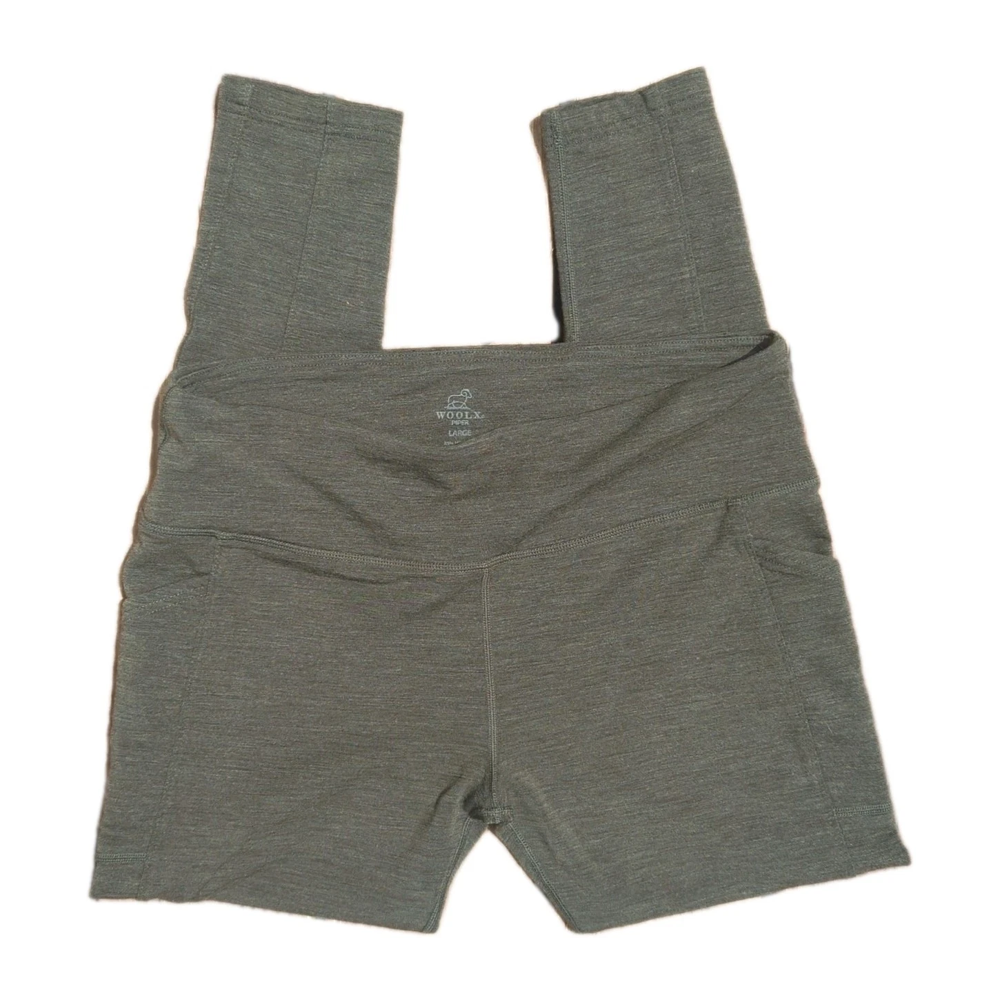 Woolx Piper Leggings Women's Large Green Merino Wool Base Layer Pockets Thick