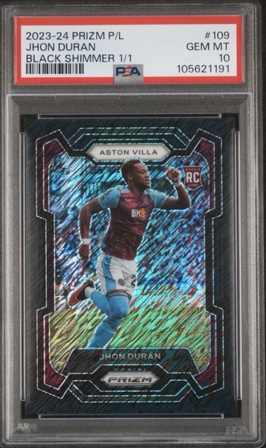 Jhon Duran 2023-24 Prizm Premier League Black Shimmer One Of One 1/1 PSA 10 RC