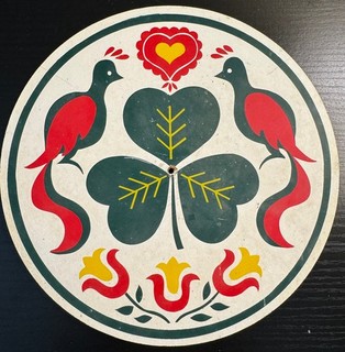 Vintage Pennsylvania Dutch Hex Sign Double Distelfink Folk Art Wall Plaque