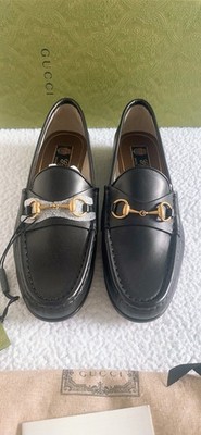 Gucci Women's Betis Glamour Jordaan Horsebit Loafers Black Size 38