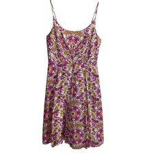 Tory Burch Pink Yellow Floral Paisley Cotton Midi Dress Size 6 13091458