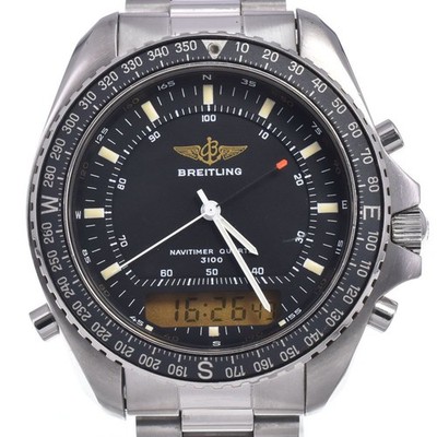 Breitling Navitimer 80191 Quartz Men's Watch Black Dial SS Case