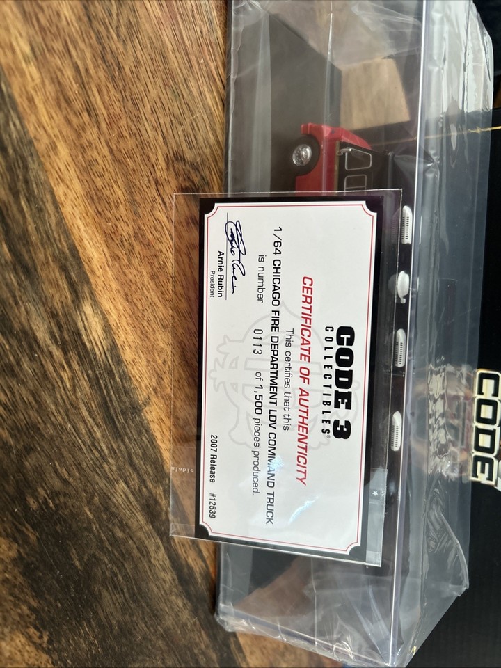 Code 3 Collectibles Limited Edition Chicago Fire Department LDV Command ...