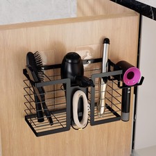 Hair Tool Organizer - Hair Dryer Holder, 3 in 1 Metal Bathroom Organizer Wall Mo