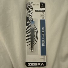 Zebra Ballpoint Pen Steel F-Refills F Series Blue Ink Fine Point 0.7mm 2pk