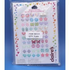 Claire's Club Stick On Earrings 3 Pcs Hearts Stars Butterflies Fun Novelty