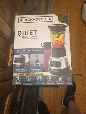 Black+Decker Quiet Blender 6 Cup Glass Jar 24 oz Personal Jar 900W Stainless