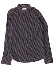 CALVIN KLEIN Mens Formal Shirt Large Navy Blue Striped Cotton DS08