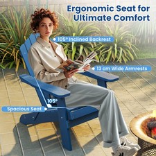 Adirondack Chair Patio HIPS Oversized Chair w/ Wide Armrests Navy Folding