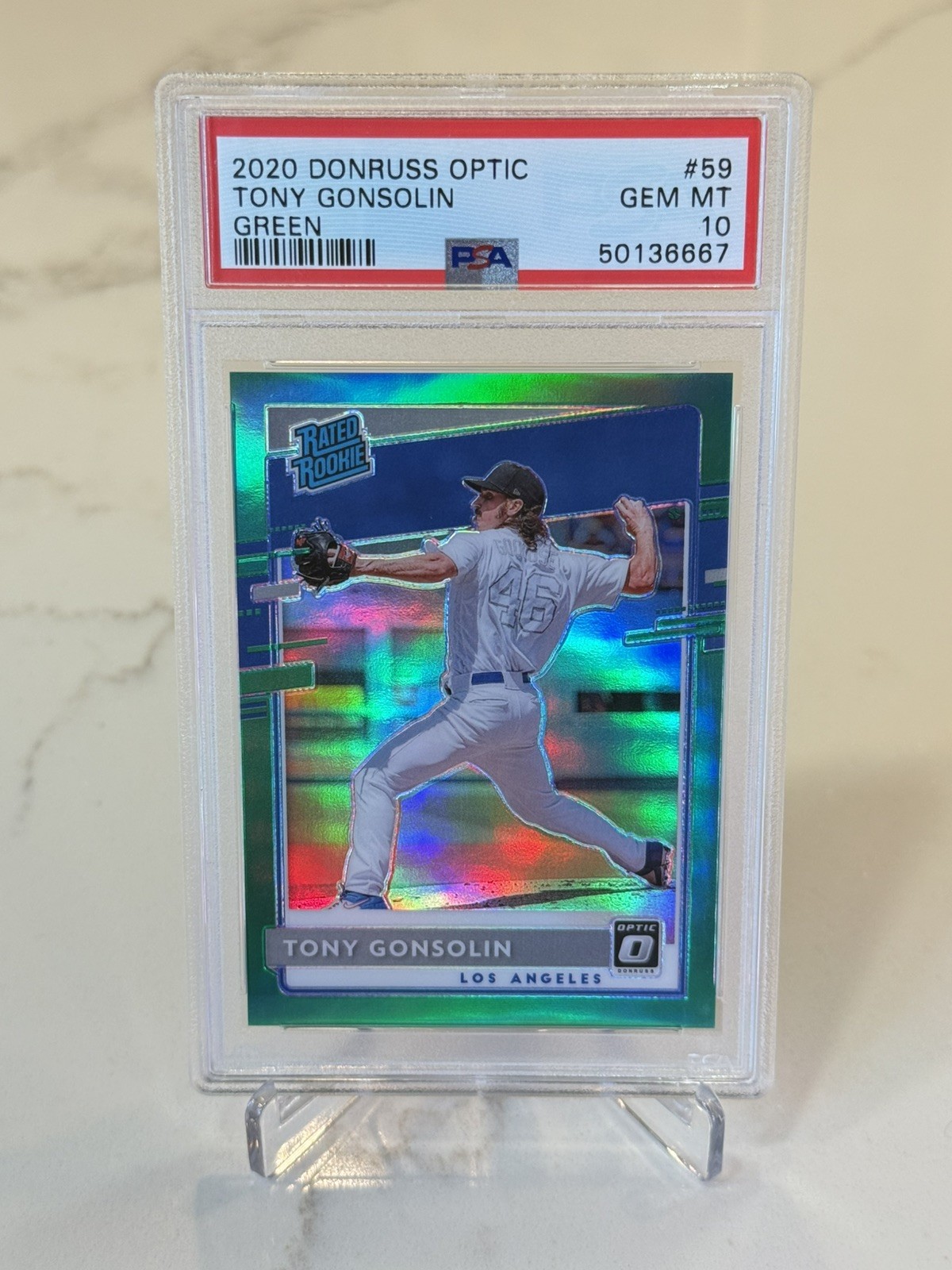 Tony Gonsolin - 2020 Panini Donruss Optic #2/5 Green Rookie RC PSA 10 (Pop 2)