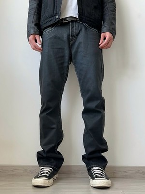 Vintage Y2K True Religion Logo Logan Super T Black Wax Denim Jeans