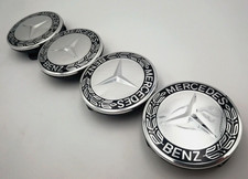 4X Mercede s Benz Classic Silver Wheel Rim Cover HubCaps Emblem 75MM Badge
