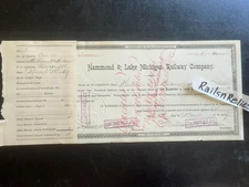 Hammond & Lake Michigan Railway company stock certificate 1887