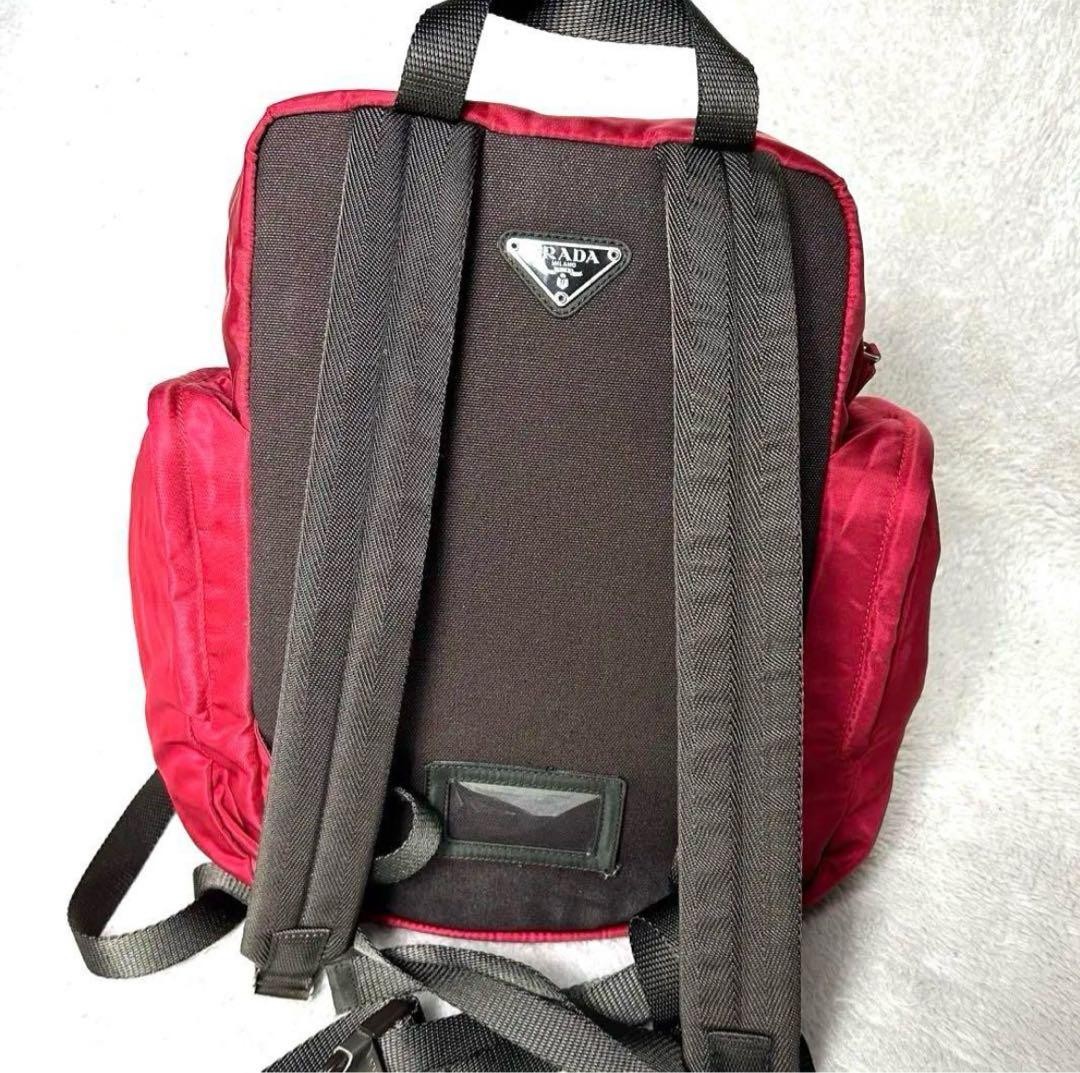 PRADA Red Nylon Backpack Triangular Logo Multi-Po… - image 5