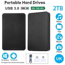2TB External Hard Drive Disk USB 3.0 HDD Memory Storage for PC Laptop Phone UK