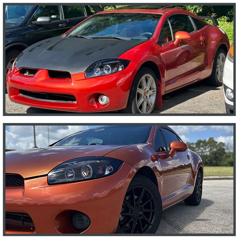 Glossy Black 06-11 Eclipse Led Eyelid 2X Halo Projector Head Lights Lamps - Image 2 of 4