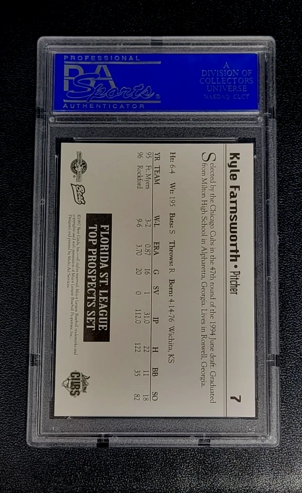 1997 Best Florida St Kyle Farnsworth Chicago Cubs Rookie RC Card PSA 9 Pop 1/1 - Image 3 of 3