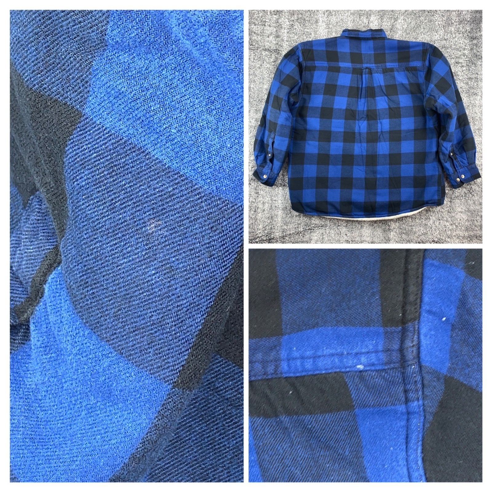 RedHead Mens XL Blue Black Buffalo Plaid Sherpa Lined Flannel Shirt Jacket