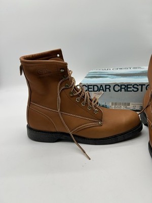 Cedar Crest Brown Leather 8 Inch Slip Resistant Work Boots Size 12EE