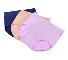 Breezies Set of 3 Comfort Breeze Lace Edge Briefs Large Lavender A679204 13183