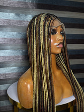 Braided Lace Front Wig Black Blond Middle Part Women Synthetic 31-40in Sew-In
