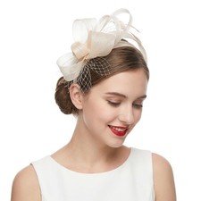 Sucrain Fascinators Hats for Women,Feather Mesh Tea Party Hat for Cocktail, W...