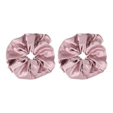 2 Pcs Satin Hair Scrunchies, Solid Hair Ties, Rose Pink