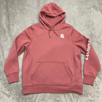 Carhartt Women's Iconic Clarksburg Relaxed Fit Logo Hoodie in Dusty Cedar XL