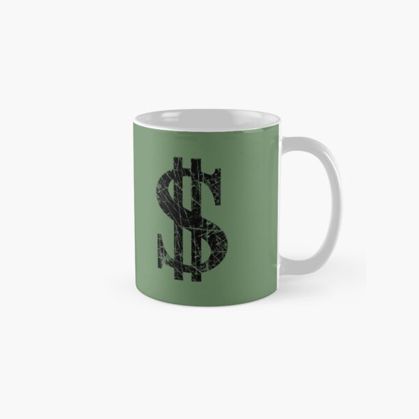 Dollar Sign Cash C-handle Glossy Ceramic Mug Premium Gift 11oz 15oz