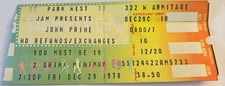 John Prine Ticket Stub - December 29, 1978 - Park West, Chicago