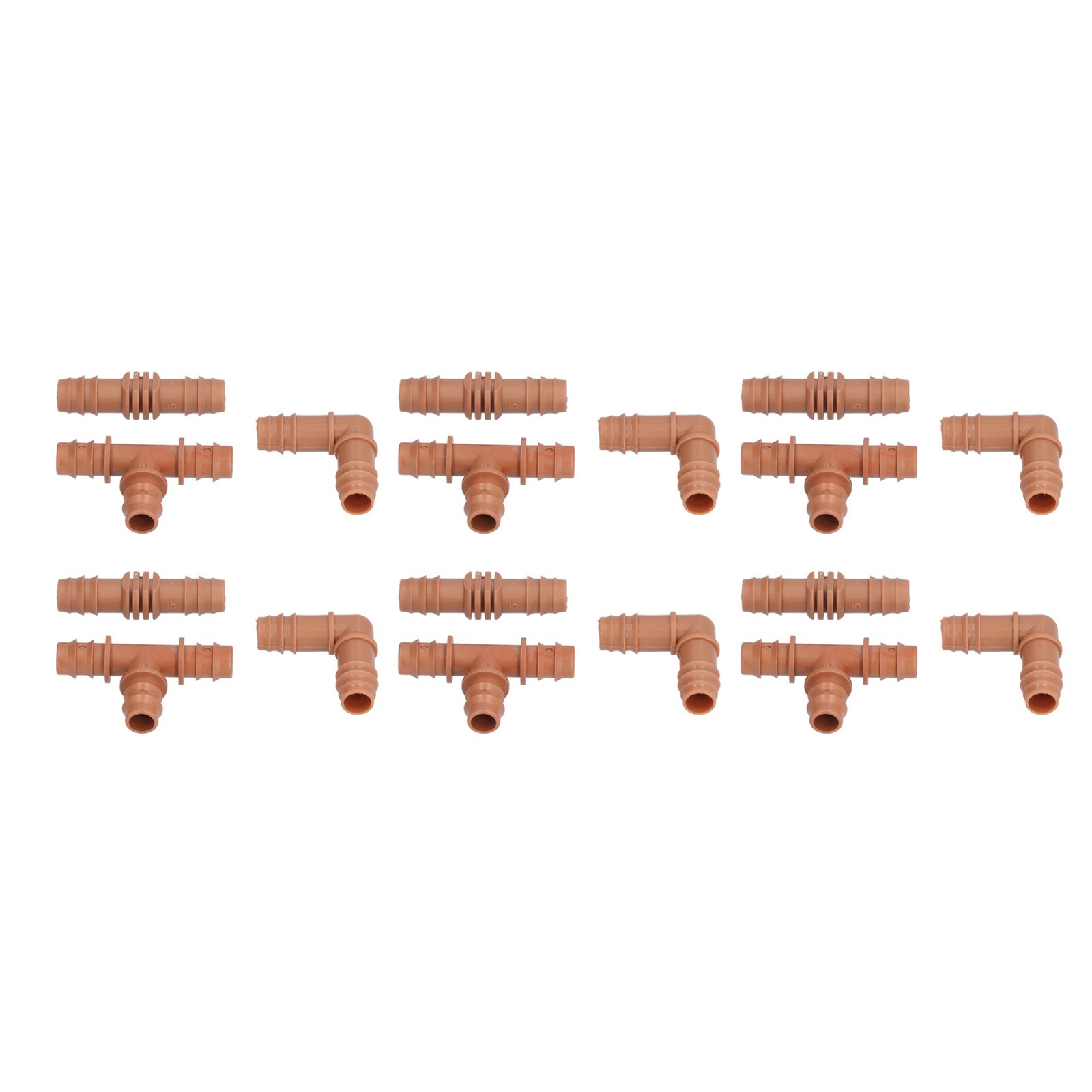 18Pcs Irrigation Fittings Kit Brown Water Barbed Coupling Connecter For 16mm BL