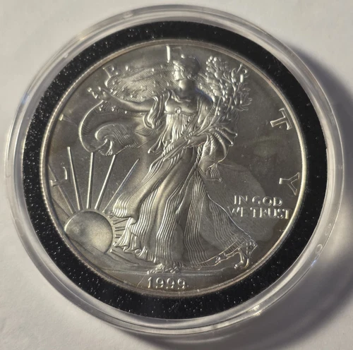 1999 Silver Eagle $1 Dollar 1oz Uncirculated .999 -In Capsule-GEM BU