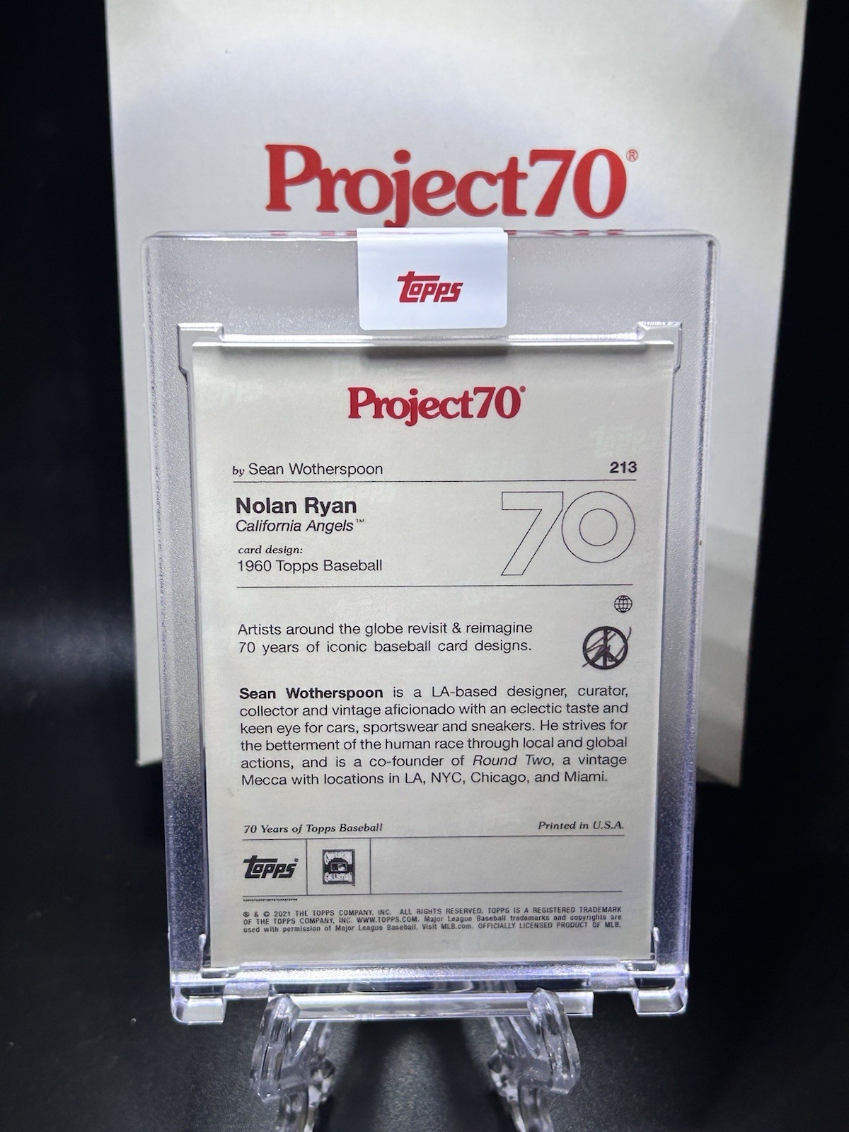 2021 Topps Project 70 - Nolan Ryan By Sean Wotherspoon W/ Box # 213