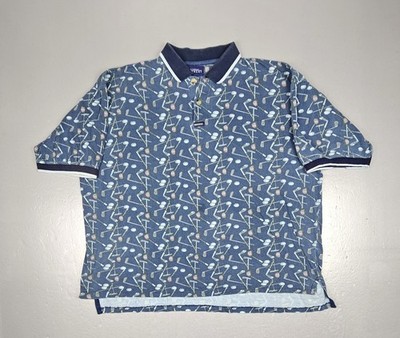 Vintage 90s Givenchy Polo Shirt Mens XT Blue Golf Club & Ball AOP 