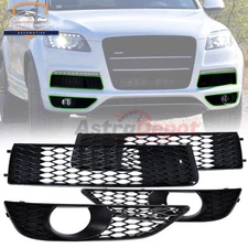 4pcs Front Bumper Honeycomb Fog light Cover Grill For 2010-2015 Audi Q7 S-Line