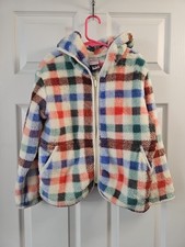 NWT HANNA ANDERSSON JOYFUL PLAID MARSHMALLOW FLEECE HOODIE JACKET 150 12 65