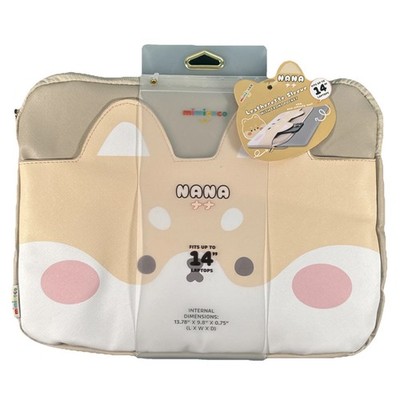 MimiCoco NANA 14  Laptop Sleeve Front Pocket Shiba Kawaii Beige New