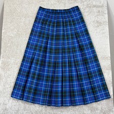 Pendleton Plaid Wool Pleated Midi Skirt Blue ...