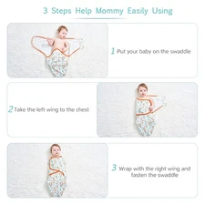 Insular Baby Swaddle Wrap Blanket 2 Pack Soft Cotton Cartoon Pattern OVWU