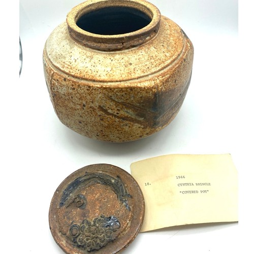 Cynthia Bringle FIRMATO 1966 vaso coperto Eads TN studio arte ceramica coperchio raro - Foto 5 di 10