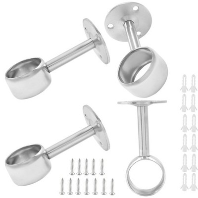 4 Packs 1-1/4 Inch Closet Rod Holder Support Stainless Steel Flange Silver