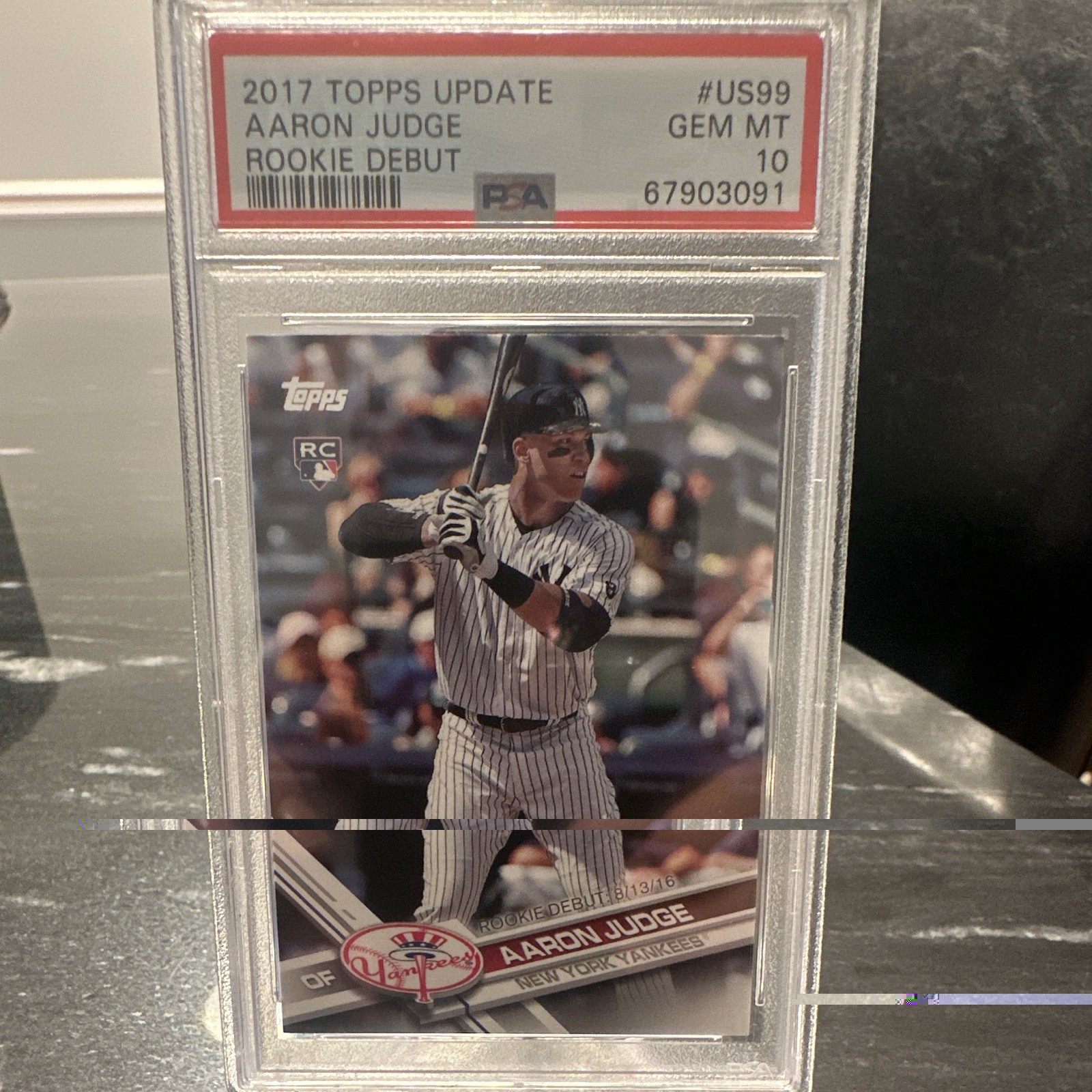 Topps 2017 Update Aaron Judge Rookie Debut RC #US99 Yankees PSA 10