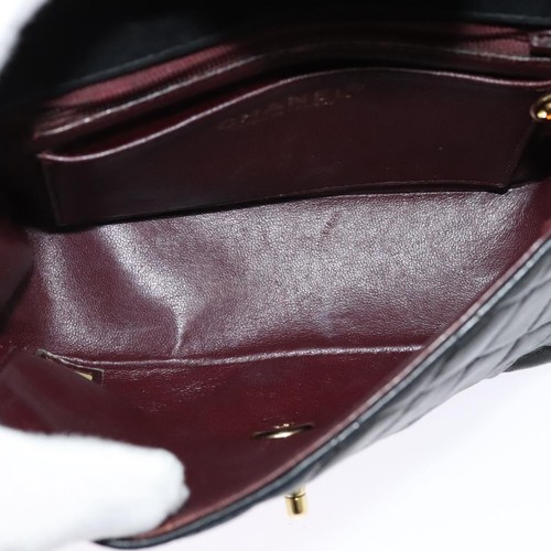 CHANEL Matelasse Chain Shoulder Bag Lamb Skin Black Gold CC Auth 127208 - Picture 11 of 23
