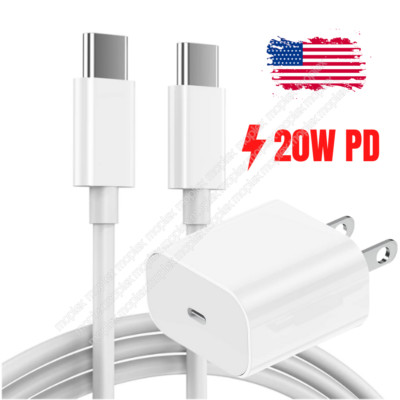 20W PD Fast Charger Power Adapter USB C to Type C Cable For iPhone 15 Pro Max 16