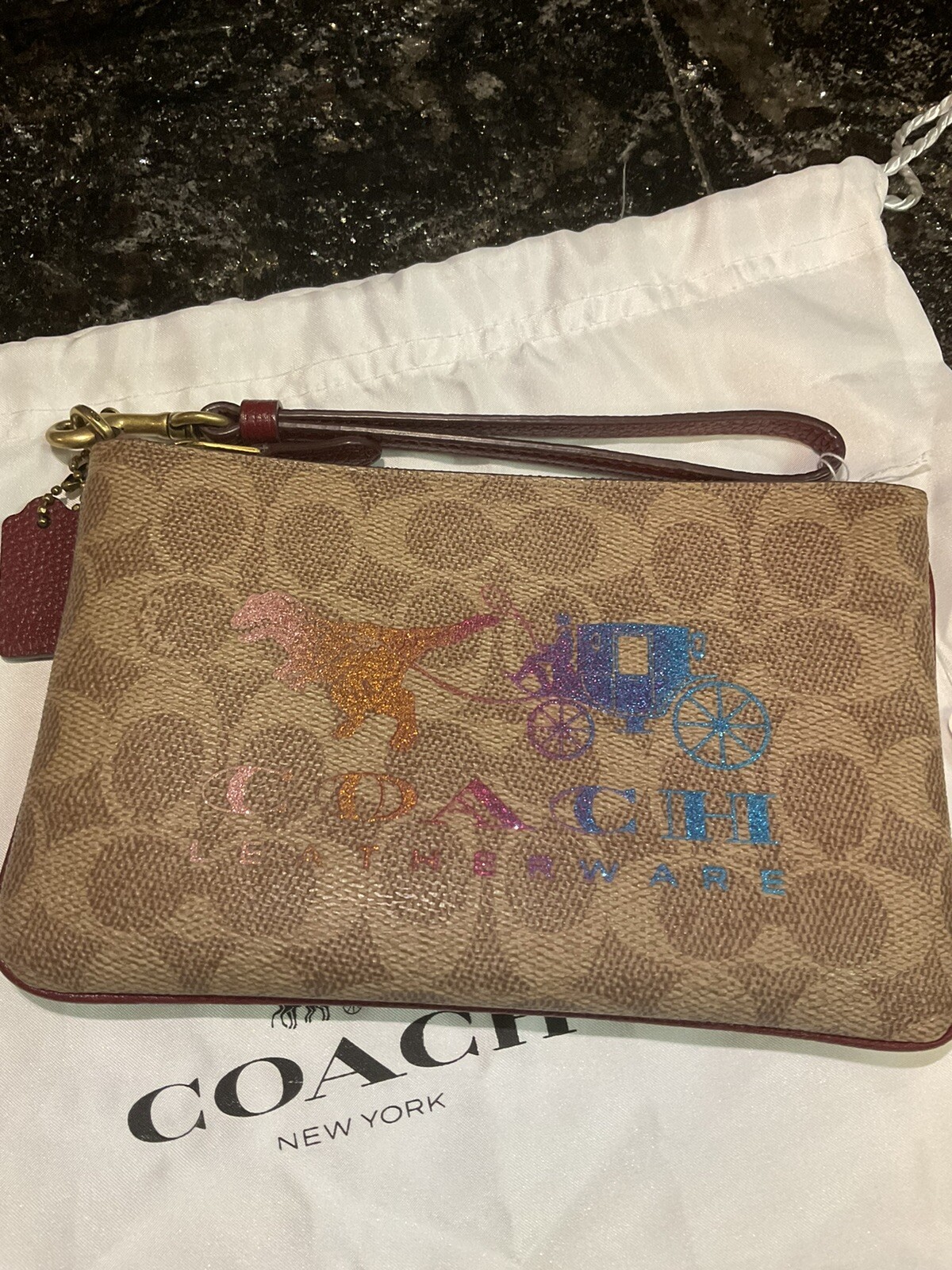 🌈Coach Rexy Signature Wristlet Ombré Rainbow Horse &… Gem