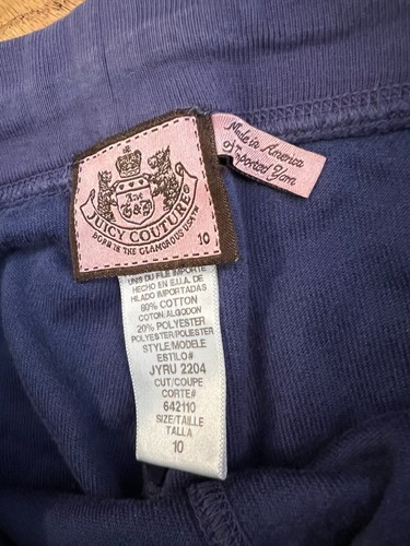 VTG Juicy Couture Terry Cloth Pants Kids Youth Size 10 Purple Sequin Juicy - Picture 6 of 11