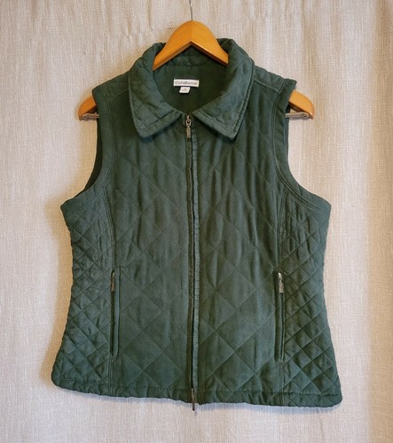 Faux Suede Quilted Puffer Vest Size 