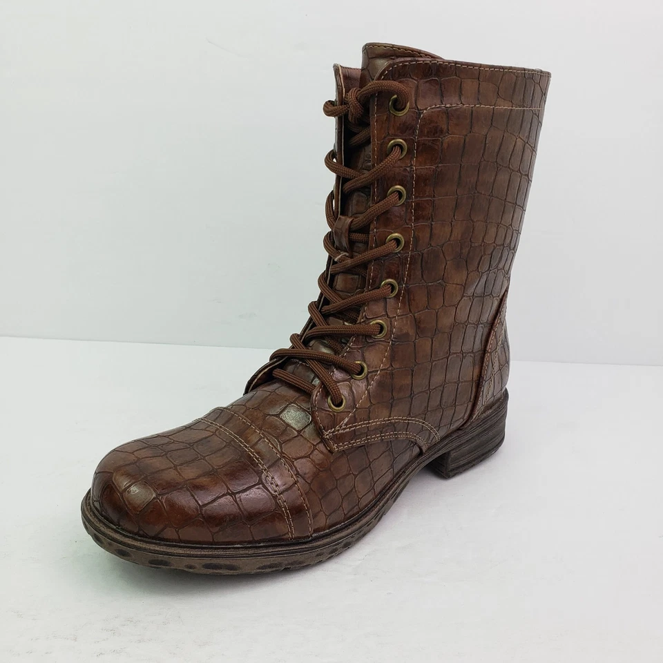 Botas de combate volátiles para mujer talla 6 marrón subterráneas de cuero sintético estampado de serpiente Foto 2 de 4