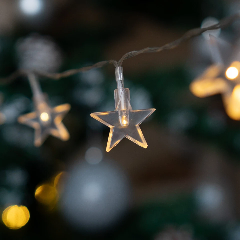 Star Fairy String Lights – 10 LED Indoor Battery Powered Hanging Lamp Warm White - Image 2 of 2